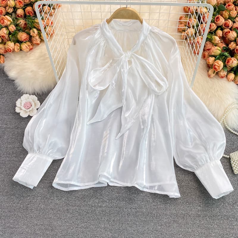 Blusa larga con lazo para mujer talla grande elegante