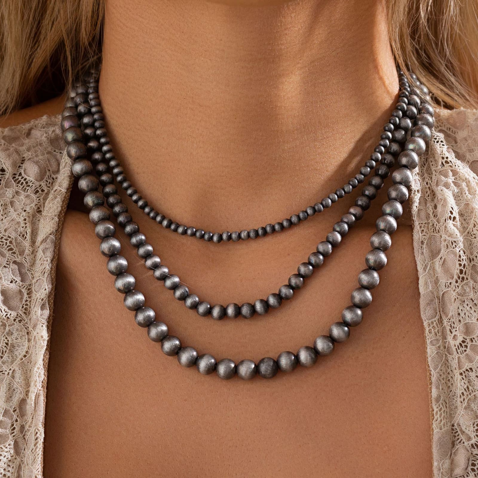 Juego de collar y pulsera geométrica retro