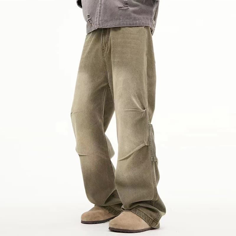 Pantalones casuales desgastados de corte recto