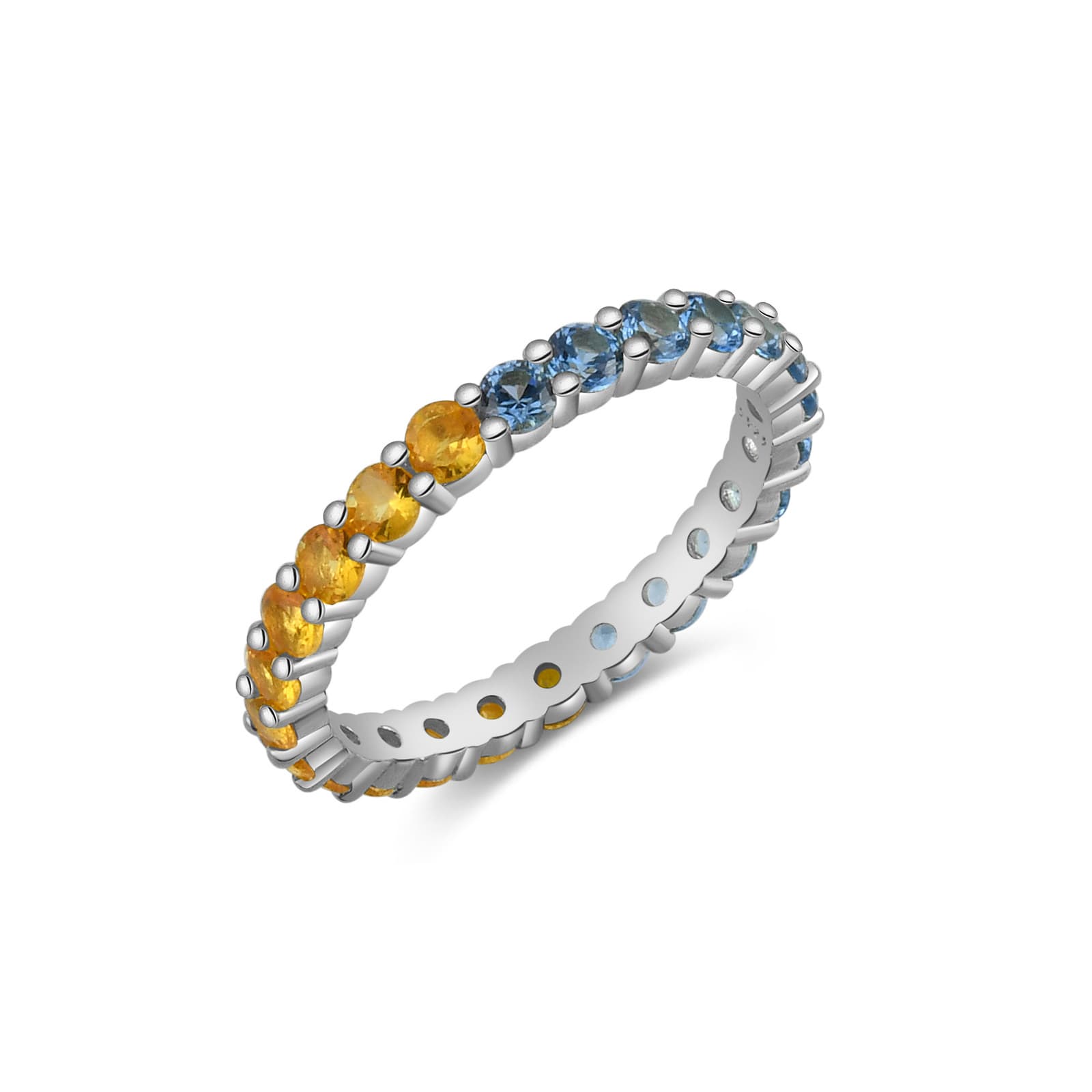 Anillo redondo elegante con diamantes de colores