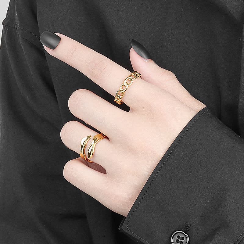 Anillo irregular minimalista coreano de cobre