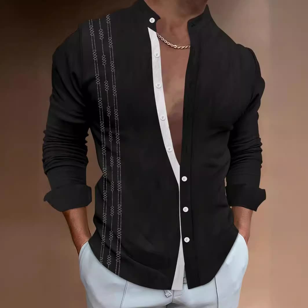 Camisa casual de algodón y lino con flores