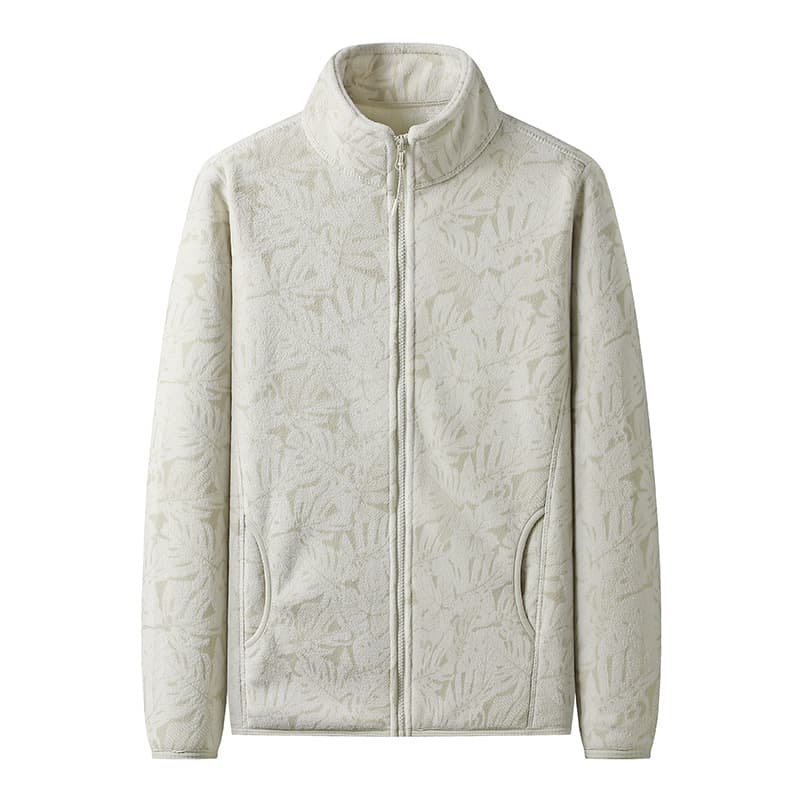 Suéter de forro polar con patrón camuflaje y cuello terciopelo