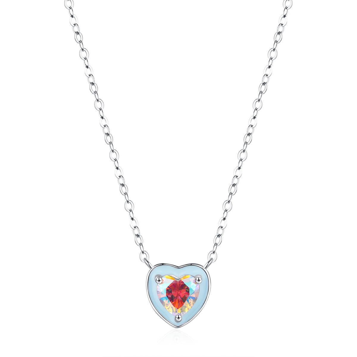 Collar de corazón en plata esterlina con efecto degradado