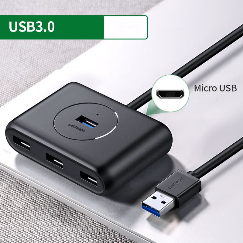 Expansor USB 3.0 con 4 puertos y cable extensible