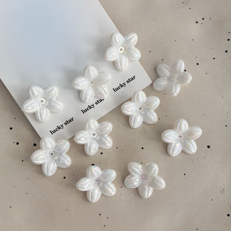 Cuentas acrílicas flores 5 pétalos iridiscentes DIY