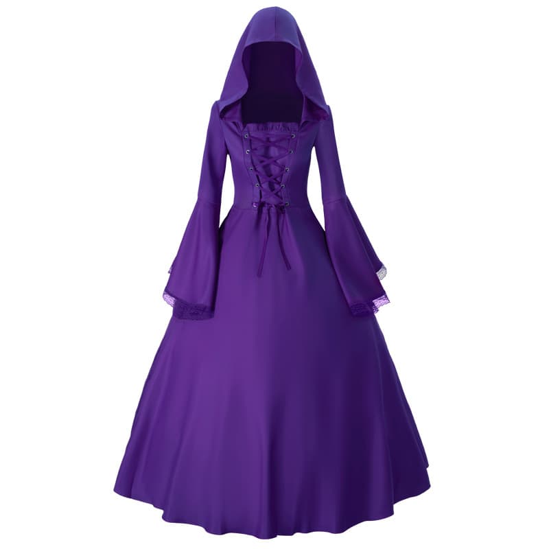Vestido de fiesta gótico medieval con manga trompeta para talla grande