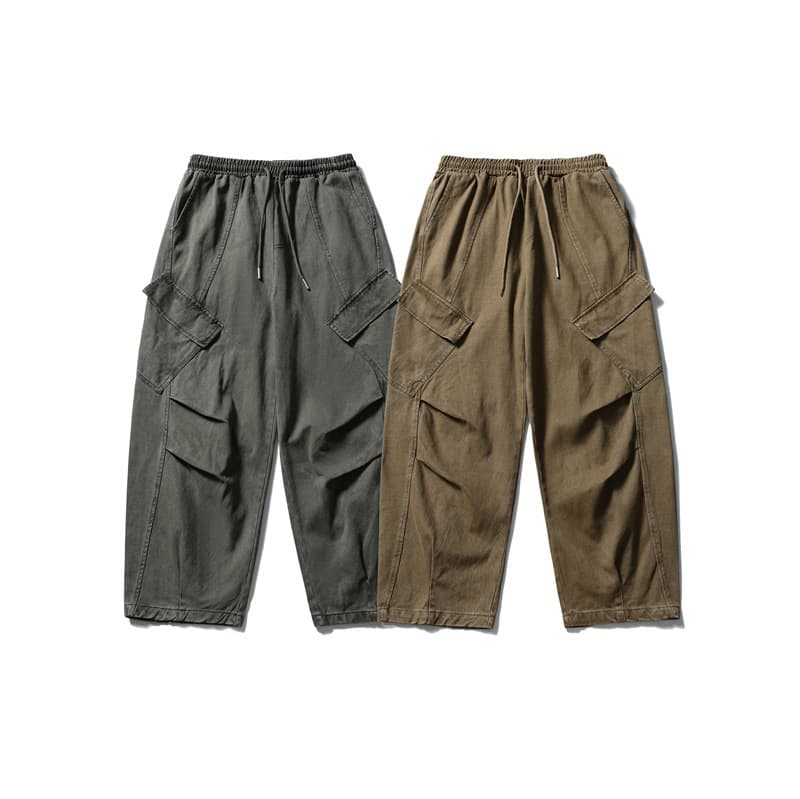 Pantalón overol holgado retro japonés color sólido