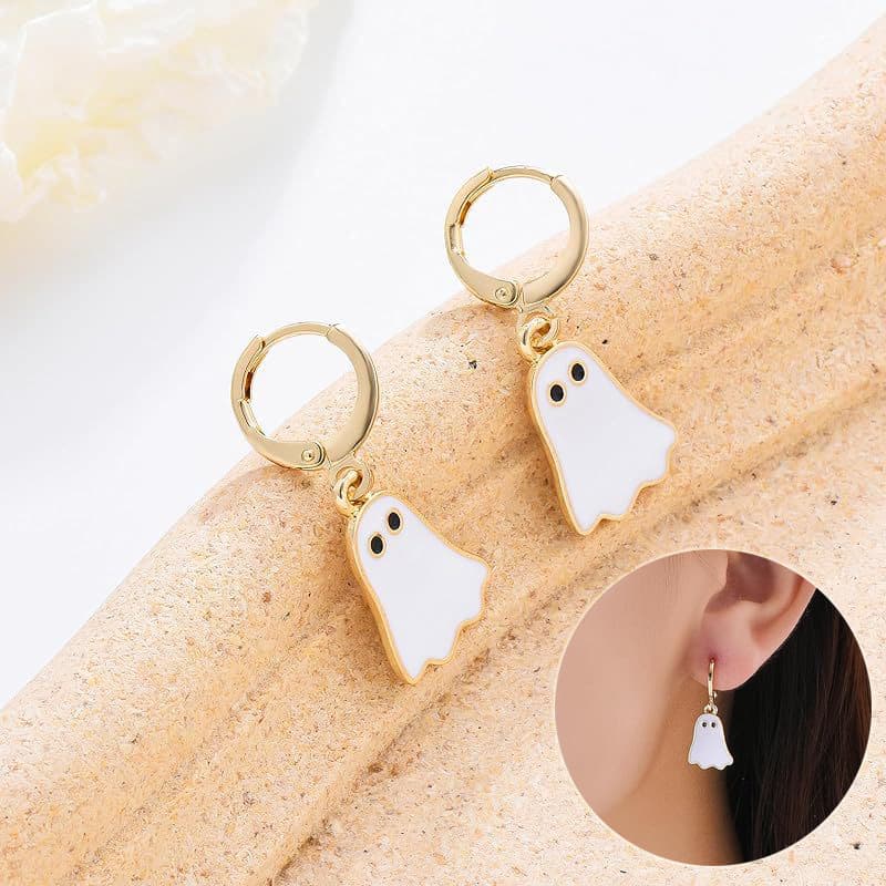 Aretes fantasma dorado para halloween