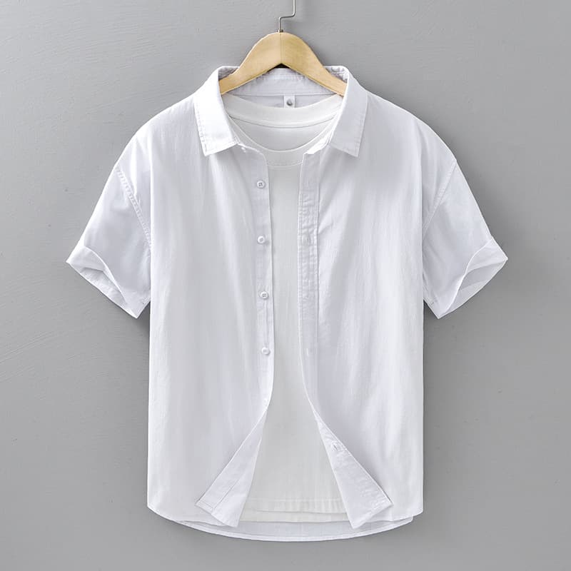 Camisa casual de algodón puro manga corta para hombre