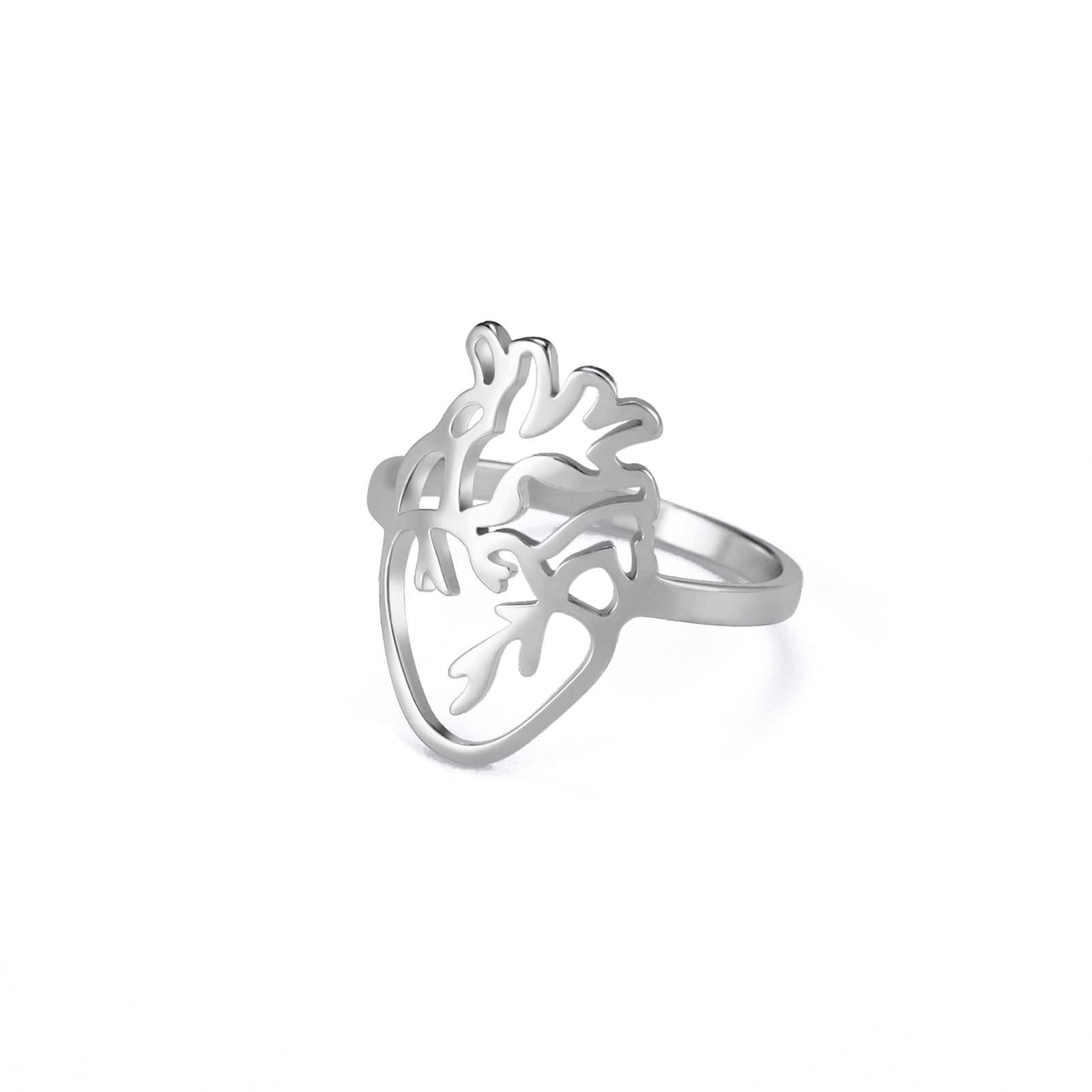 Anillo de acero titanio calado con diseño cerebral