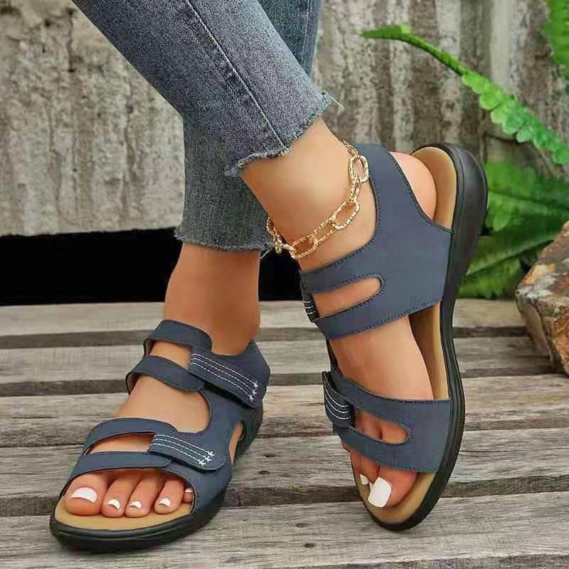 Sandalias de playa con velcro, plataforma cuña
