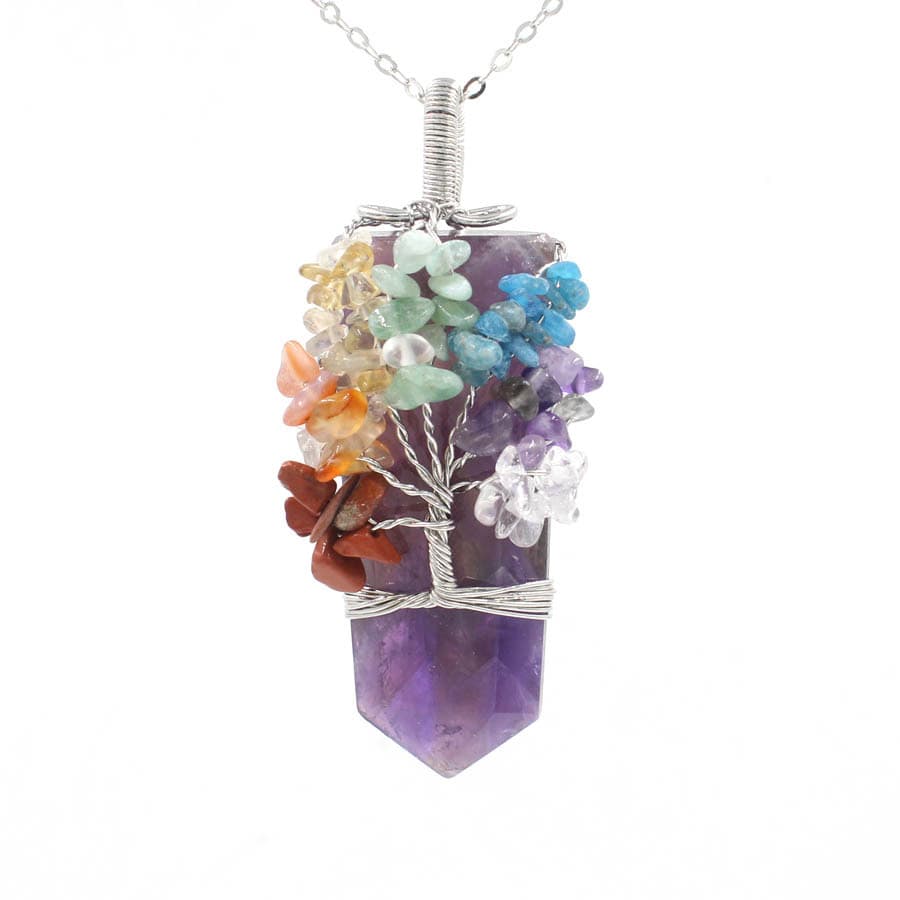 Collar con colgante de árbol de la vida en cristal