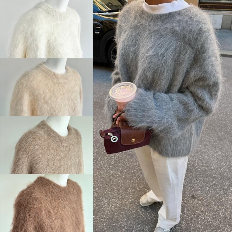 Suéter holgado de alpaca con cuello redondo