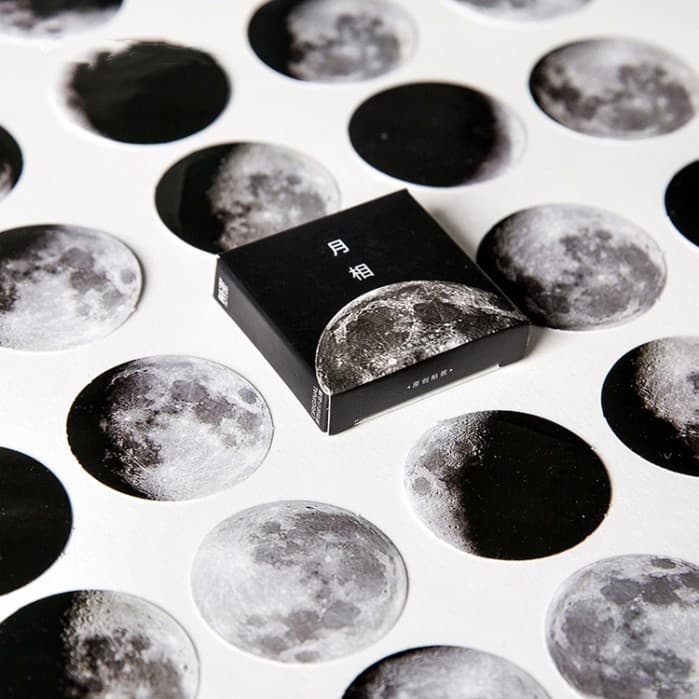 Set de 45 pegatinas decorativas con fases lunares y calendario