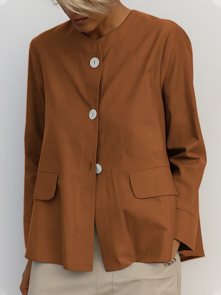 Abrigo camisa color sólido para mujer