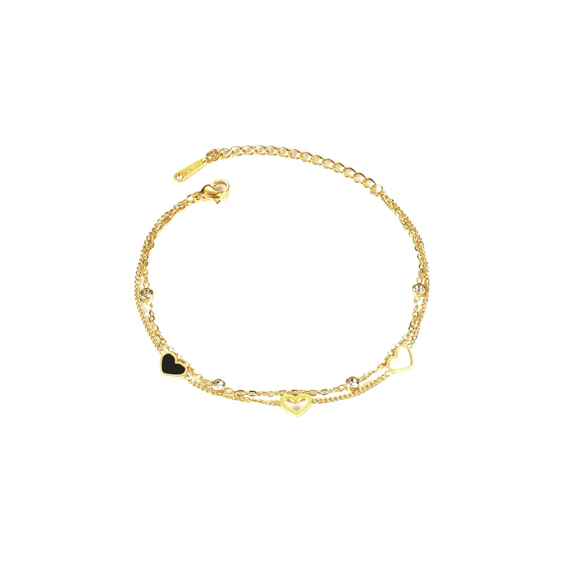 Pulsera de corazón en capas de acero inoxidable para mujeres