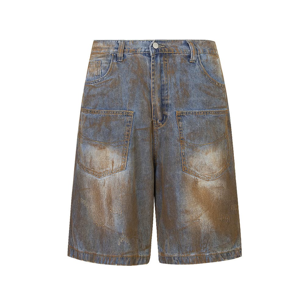 Pantalones cortos de mezclilla con estampado moderno