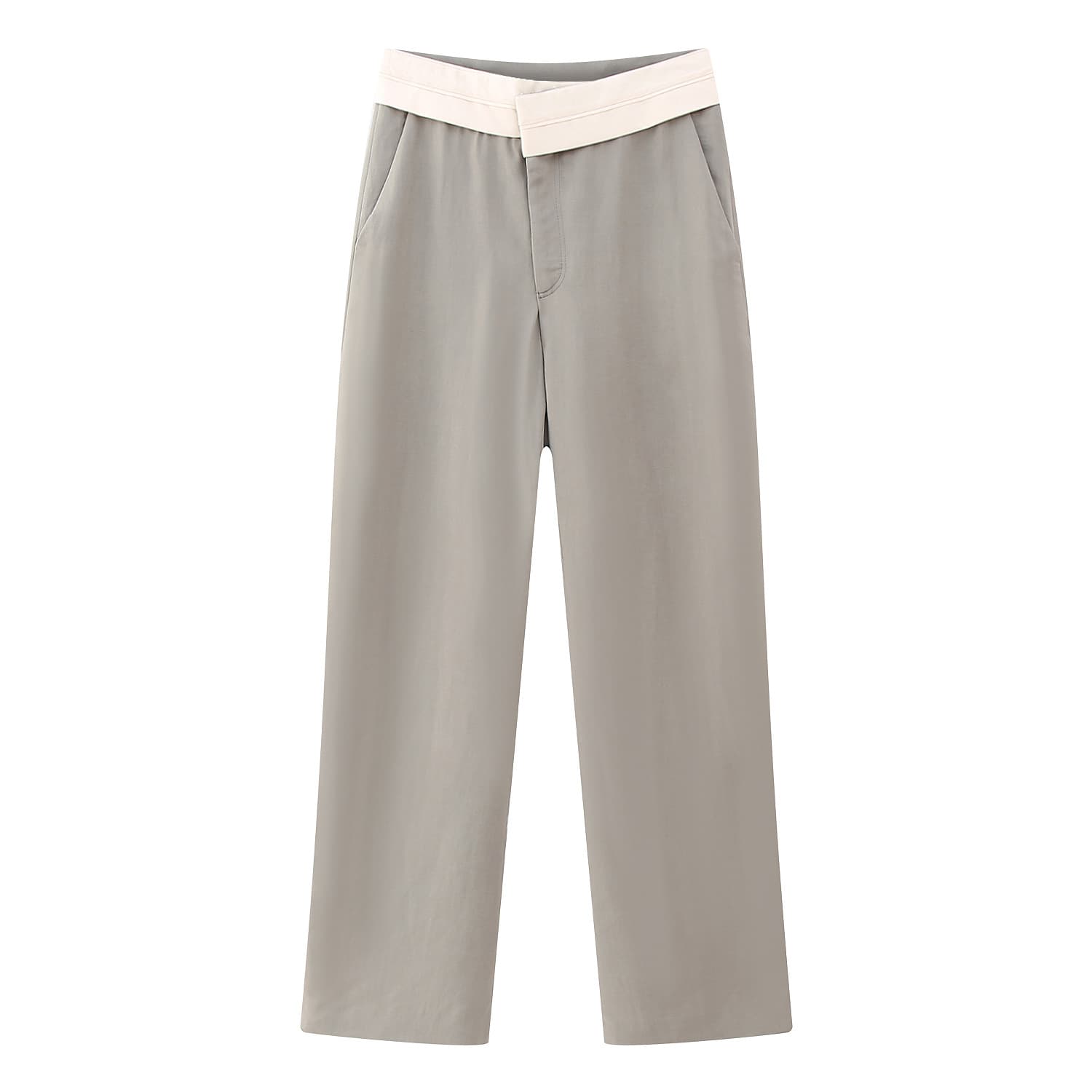 Pantalón casual con cintura de contraste para otoño