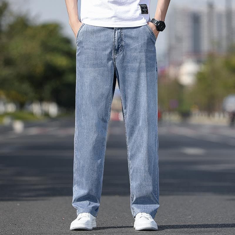 Jeans ultra delgados para hombre con cintura media