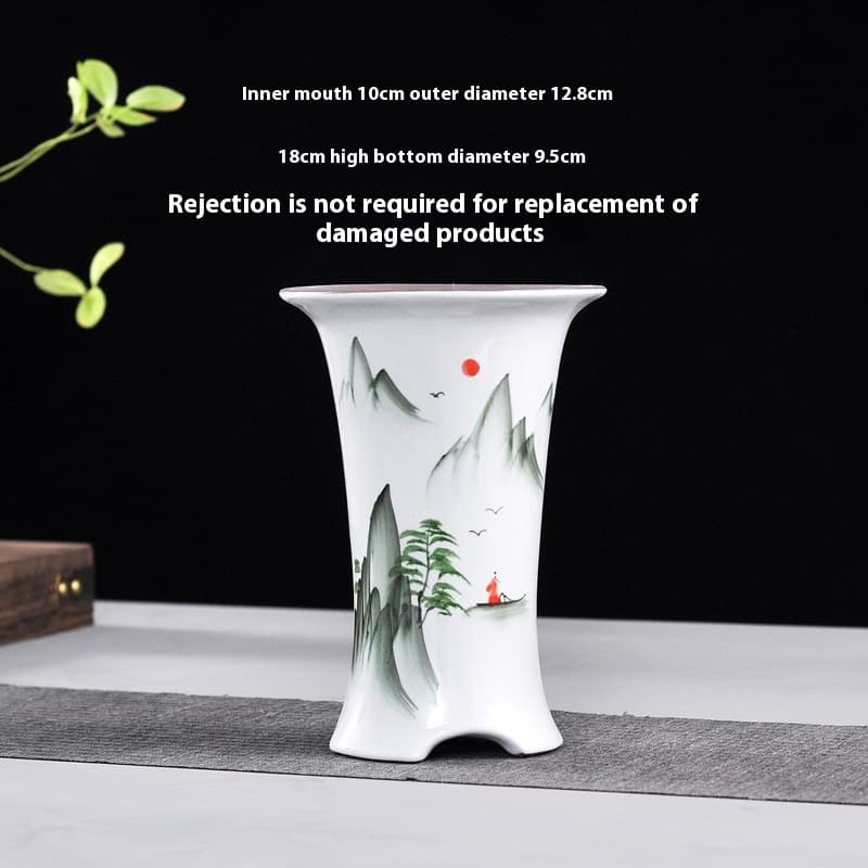 Maceta cerámica redonda para orquídeas, estilo chino tradicional