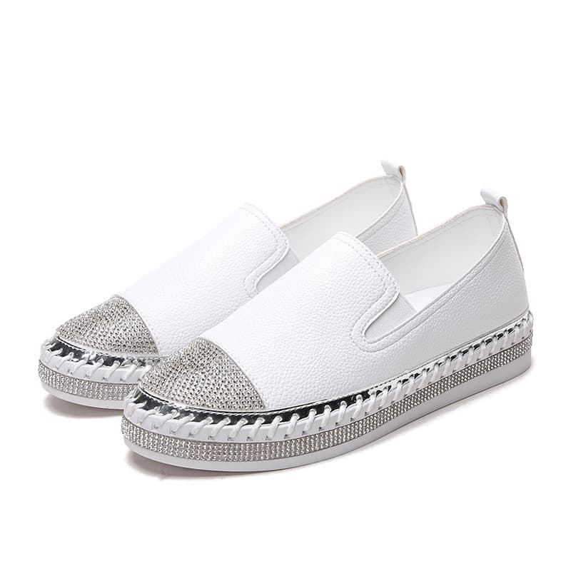 Mocasín mujer sin cordones suela gruesa blanco