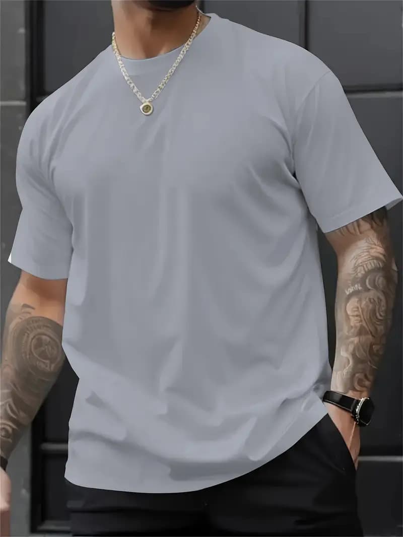 Camiseta holgada con impresión digital 3D y cuello redondo