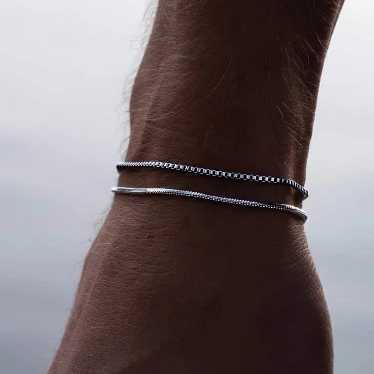 Pulsera de acero inoxidable doble capa pulida