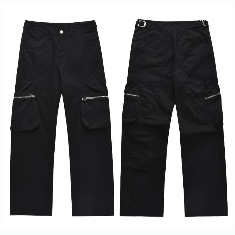 Pantalones cargo con múltiples bolsillos y cremallera
