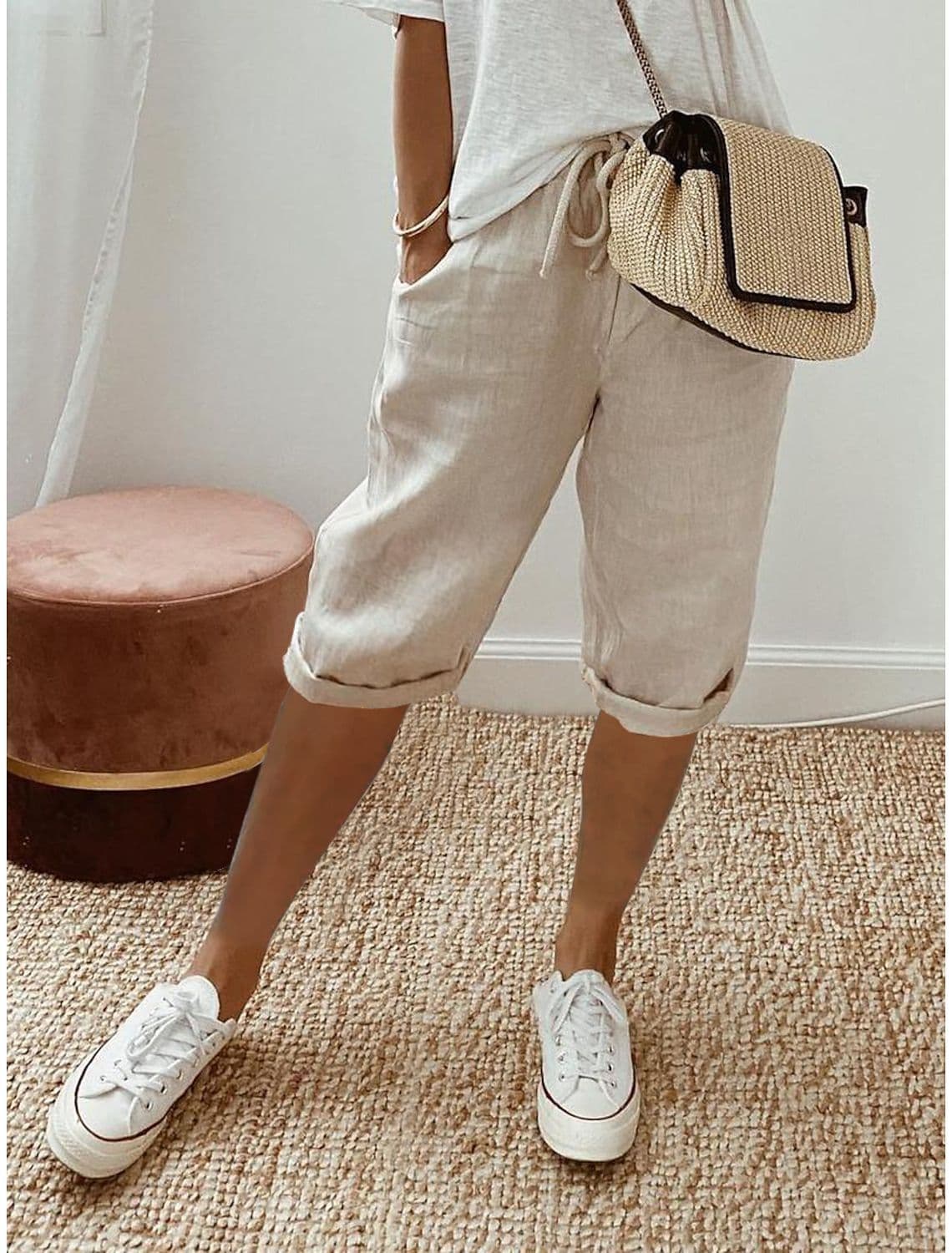 Pantalones elásticos de mujer con bolsillos