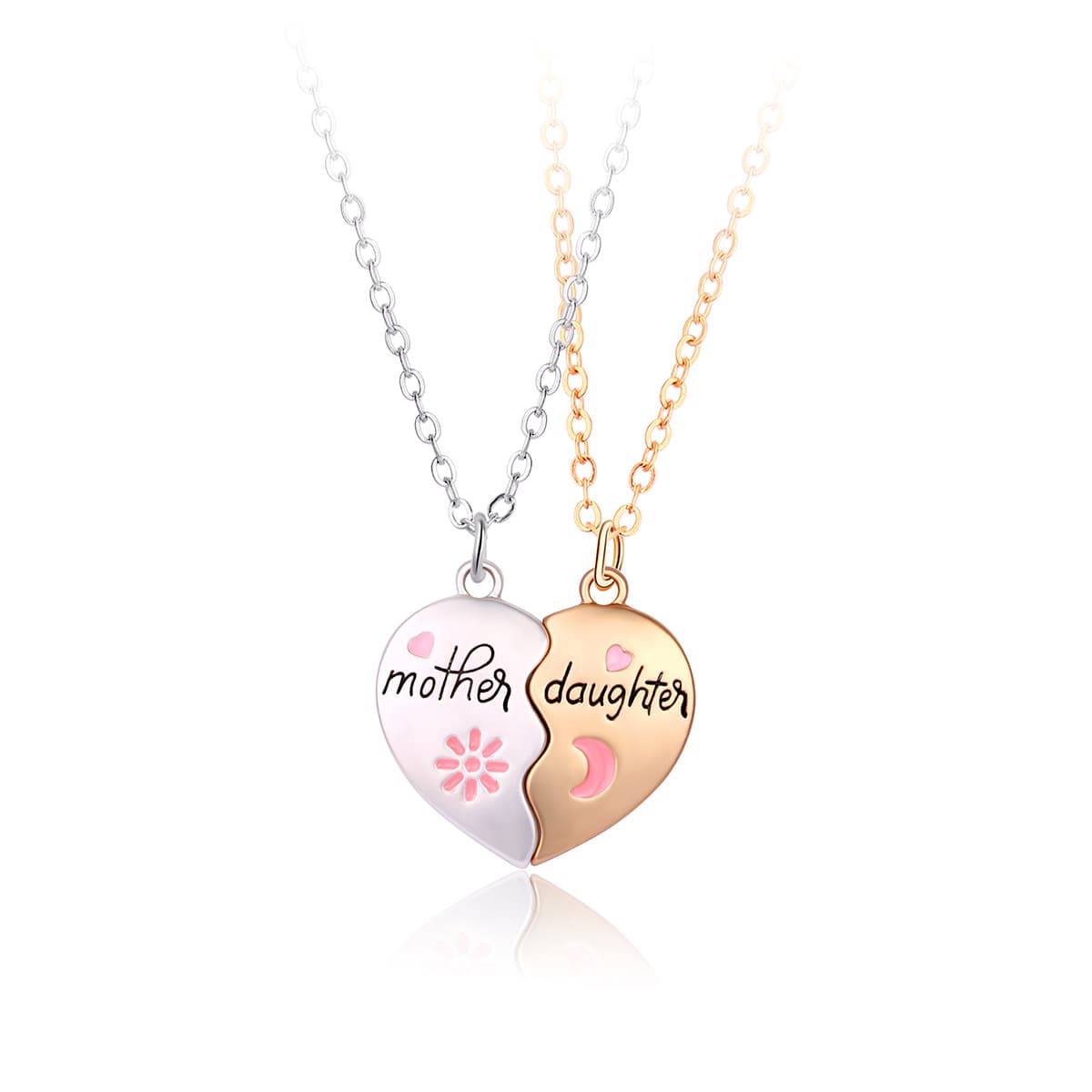 Juego de 2 collares de corazón para madre e hija