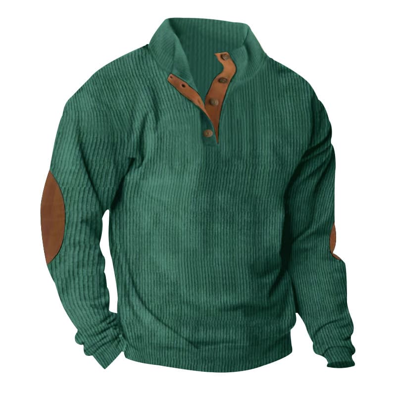 Suéter para hombre de corduroy con cuello elevado
