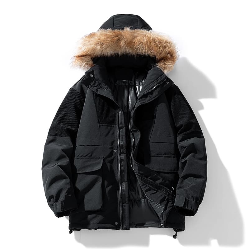 Abrigo de invierno para caballeros con cuello de piel