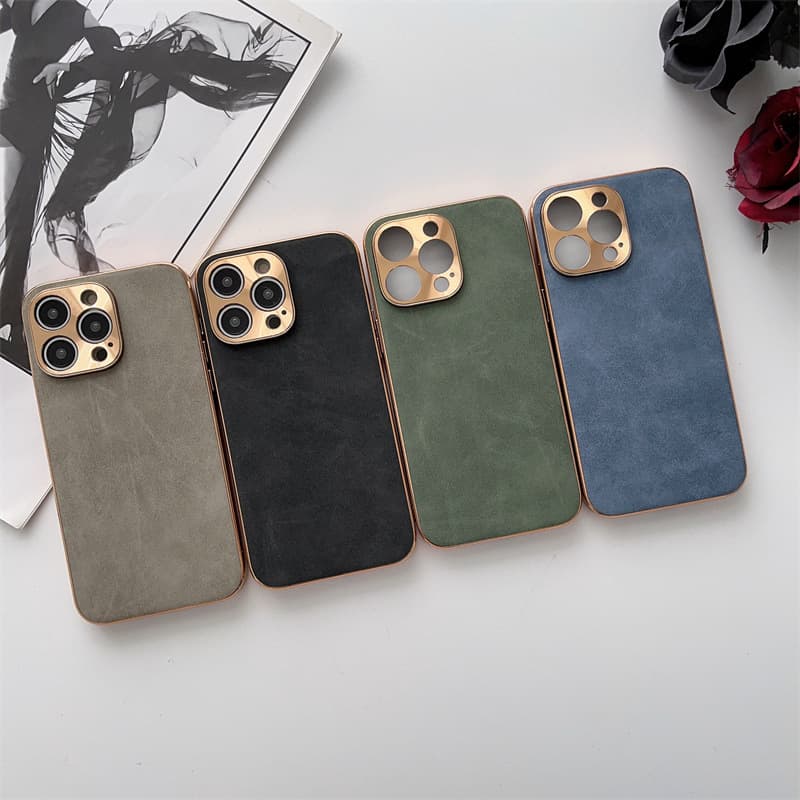 Funda para iPhone de piel de cordero con protección anti caídas