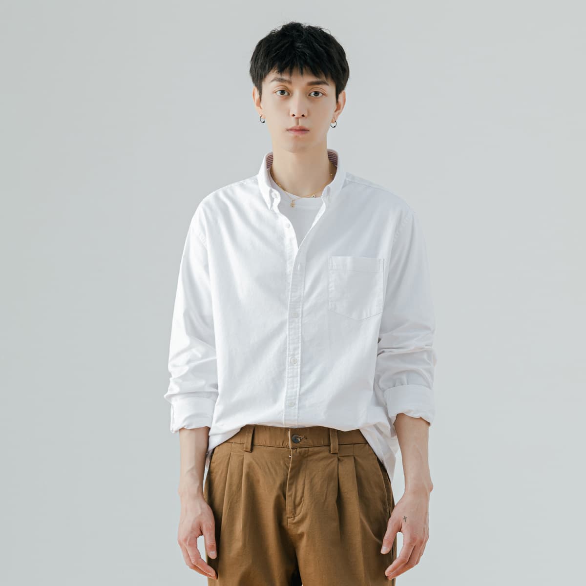 Camisa Oxford casual negocios algodón