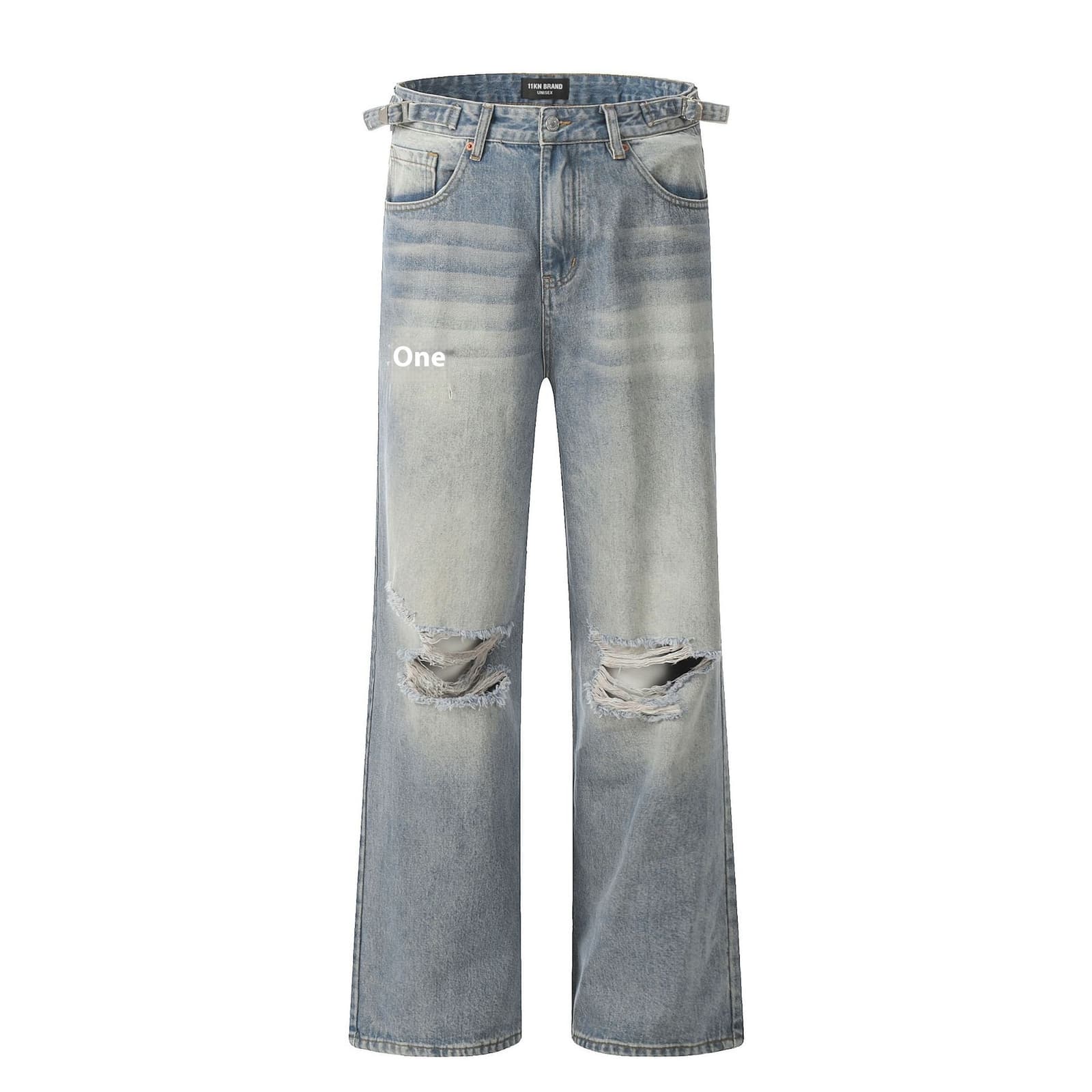 Pantalones vaqueros rectos con roturas retro verano