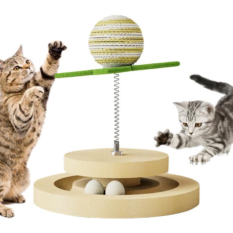 Juguete interactivo para gatos con rascador de sisal