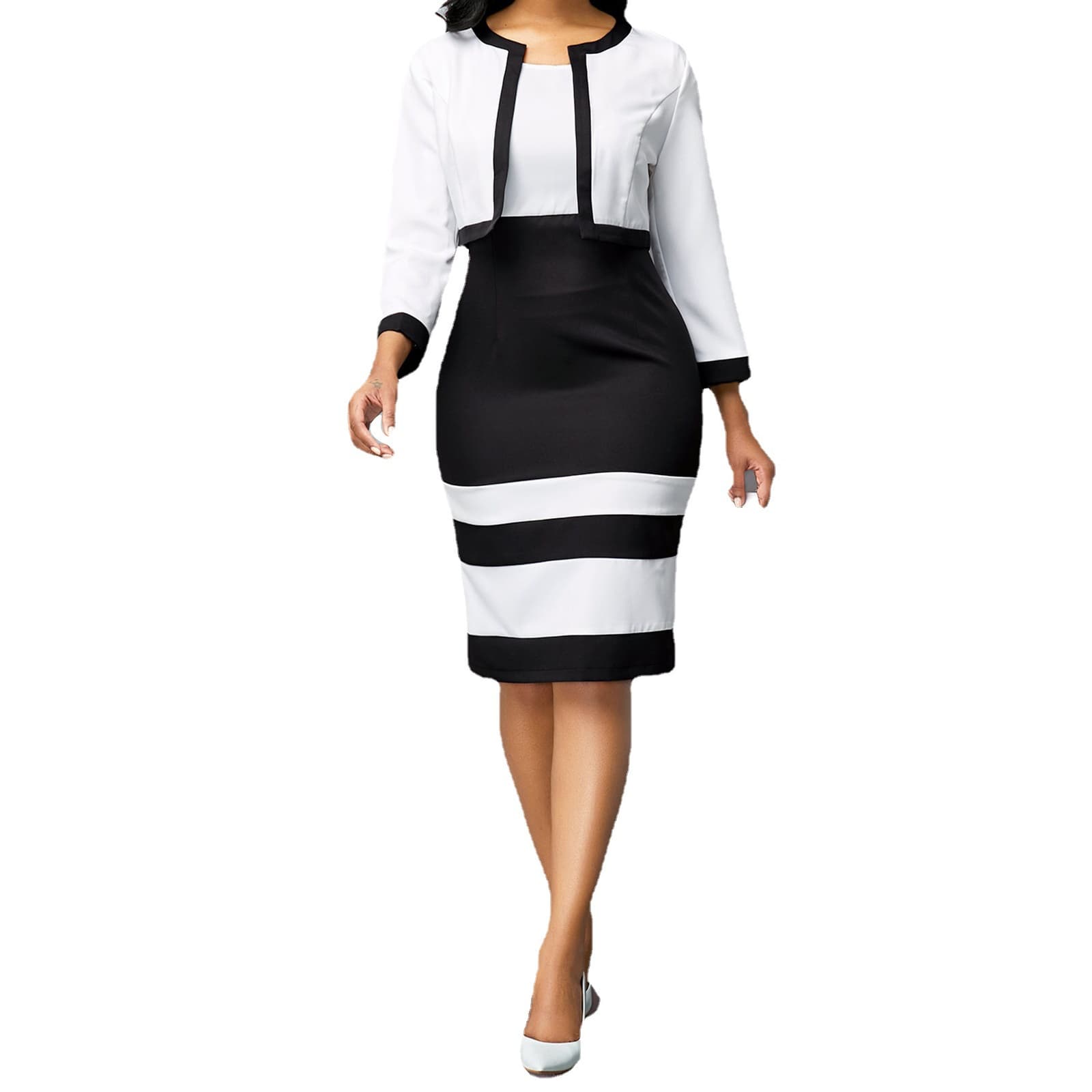 Conjunto de vestido y chaqueta de negocio