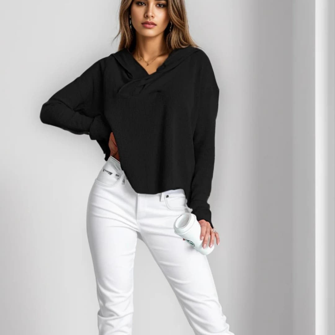 Sudadera casual con capucha y manga larga
