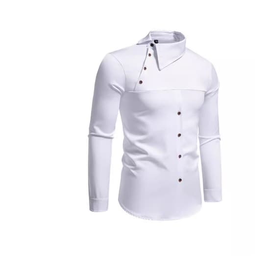 Camisa de manga larga con escote asimétrico para hombre