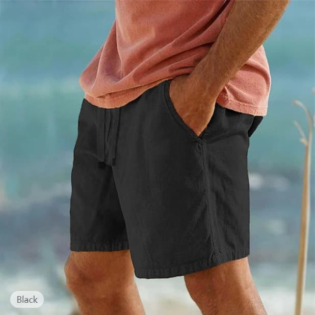 Bermudas algodón lino, cintura elástica con cordón