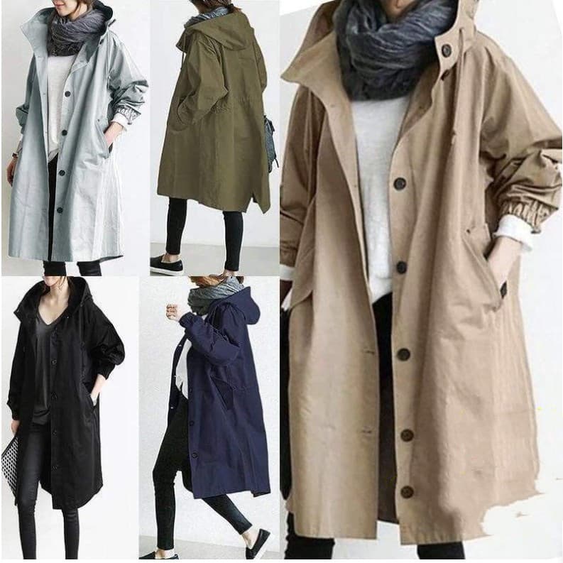 Chaqueta rompevientos casual manga larga, cintura definida