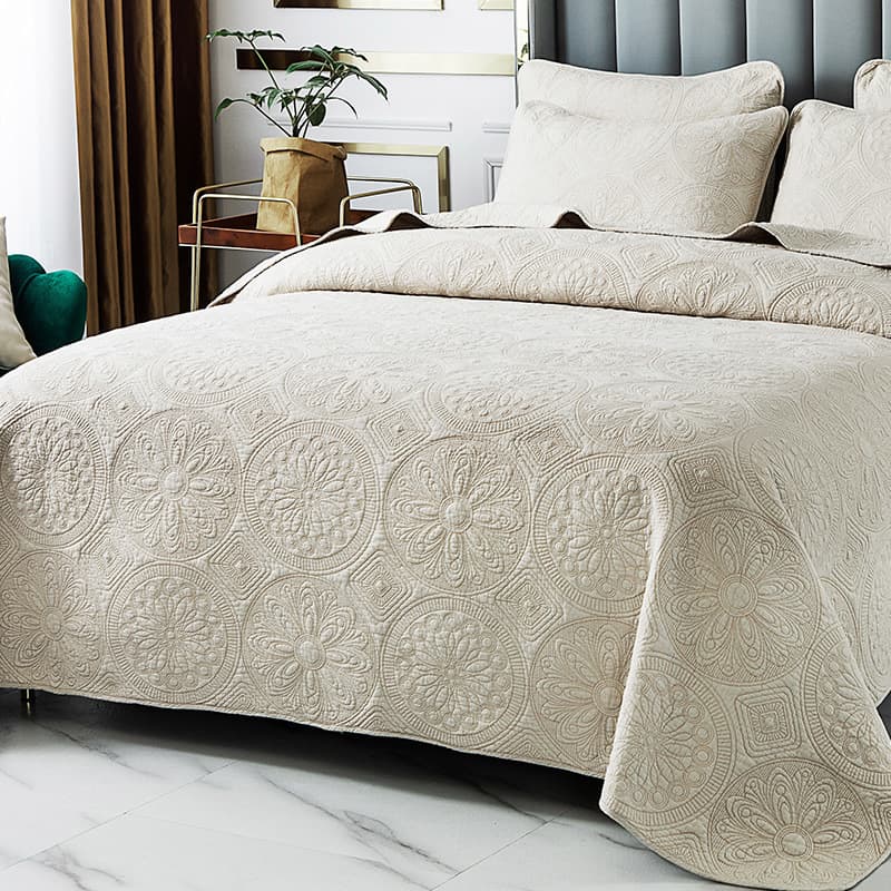 Juego de cama europeo con bordados dobles