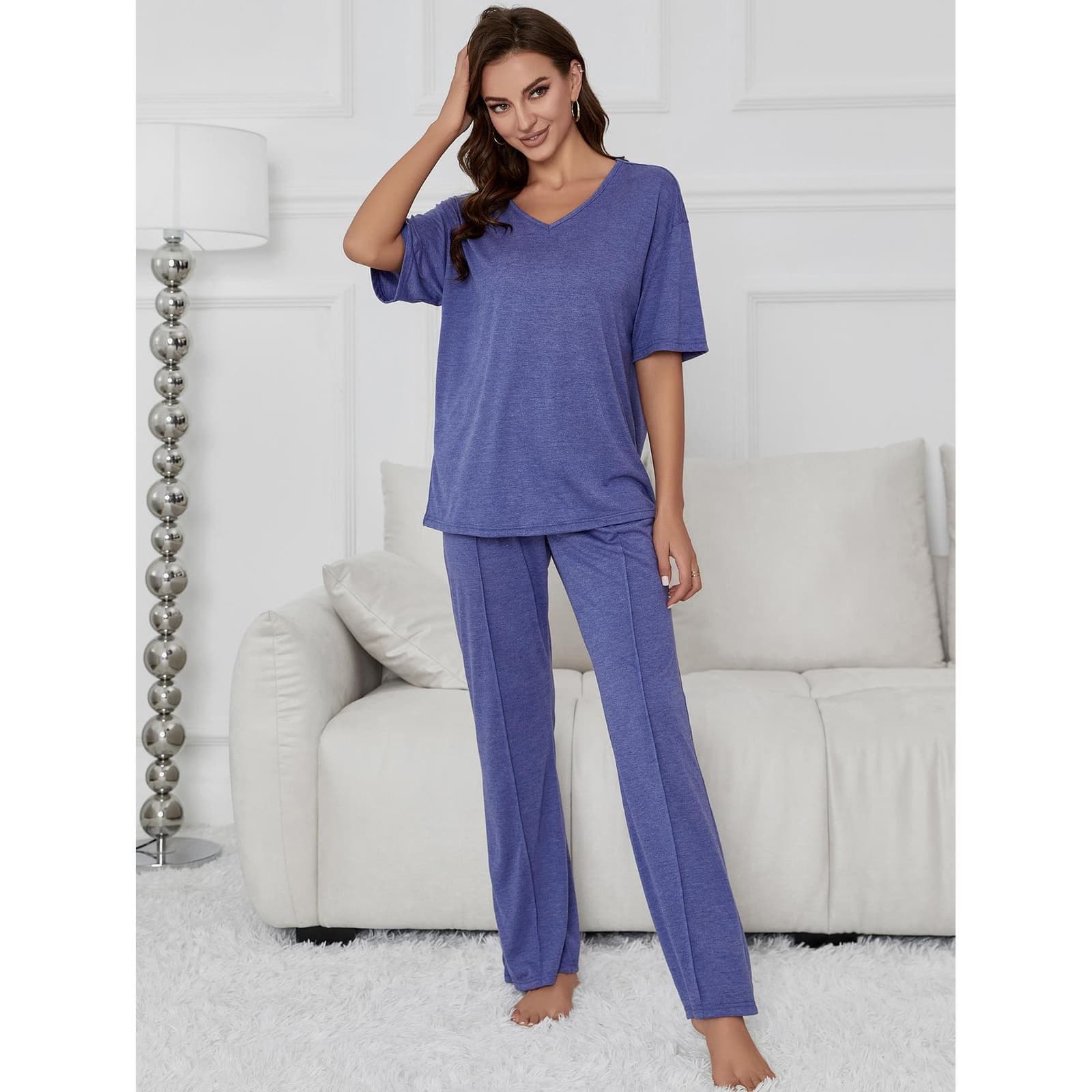 Pijama de dos piezas para mujer, estilo clásico europeo