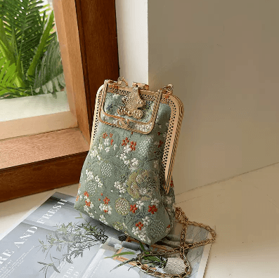 Bolsa de hombro bordada estilo retro elegante