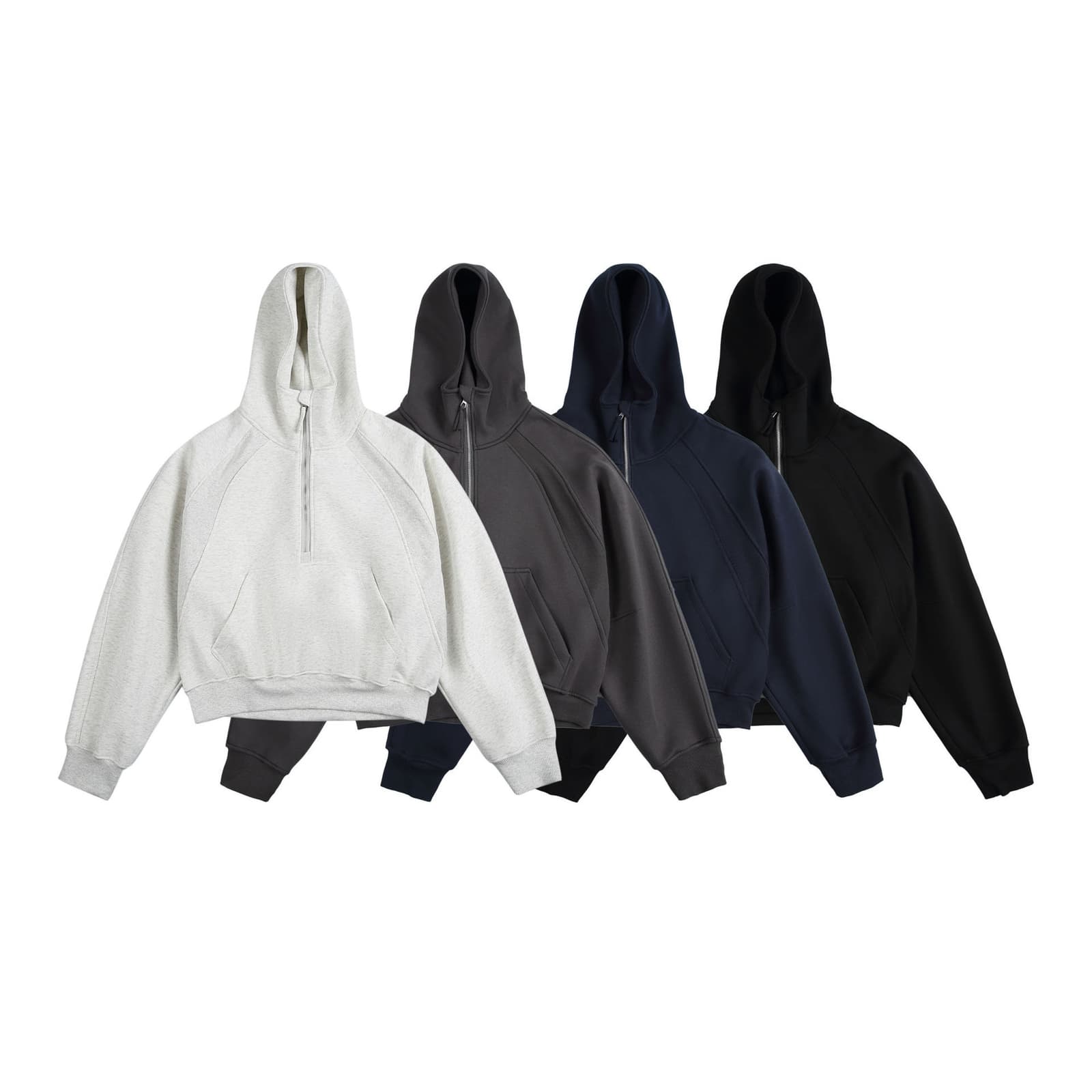Sudadera con capucha y media cremallera, corte suelto