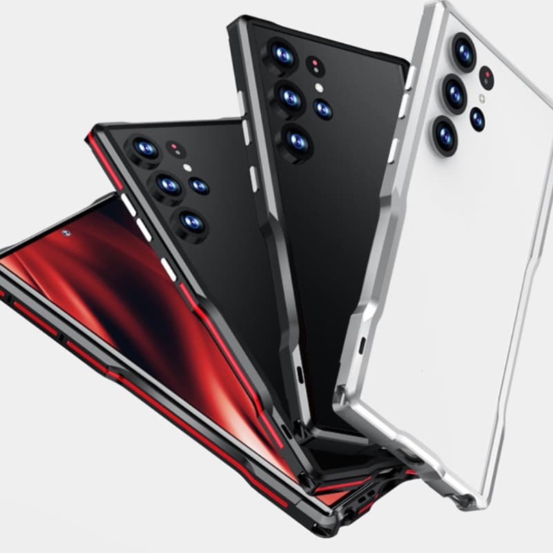 Funda protectora de teléfono con marco de metal