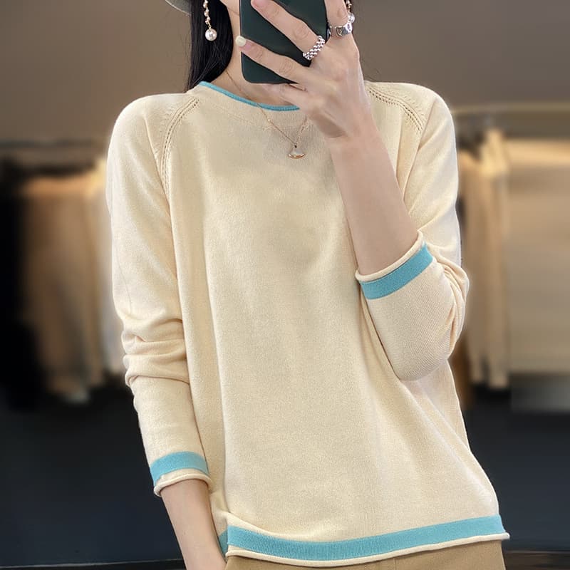 Blusa básica cuello redondo algodón teñido