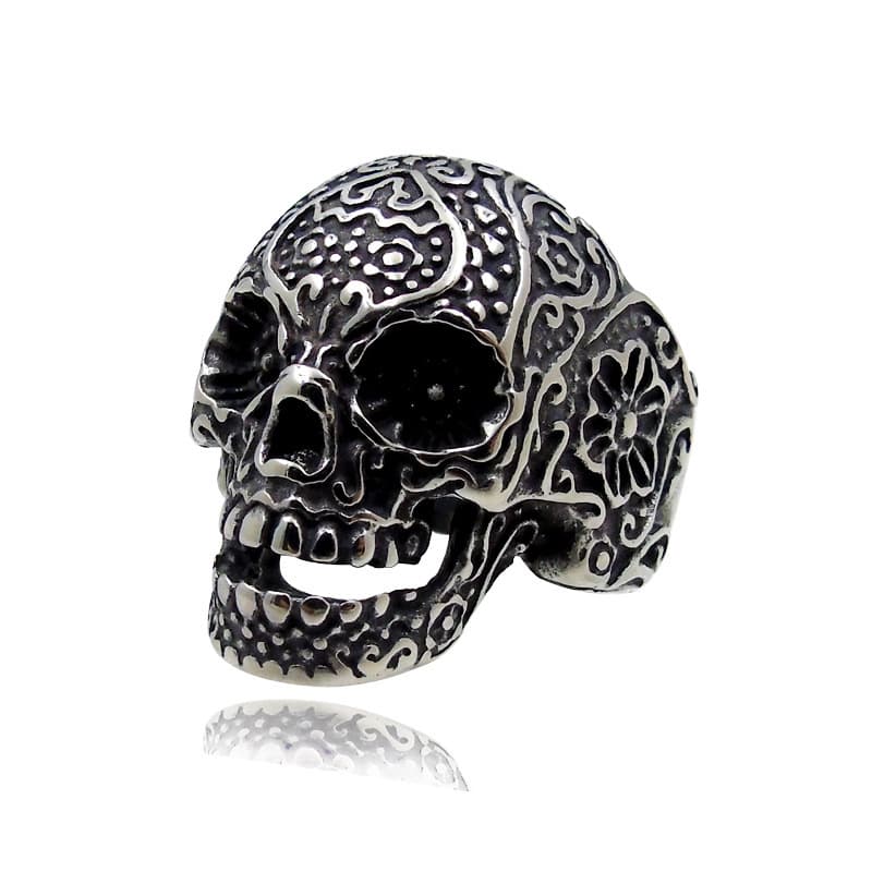 Anillo calavera hip hop de titanio para hombre