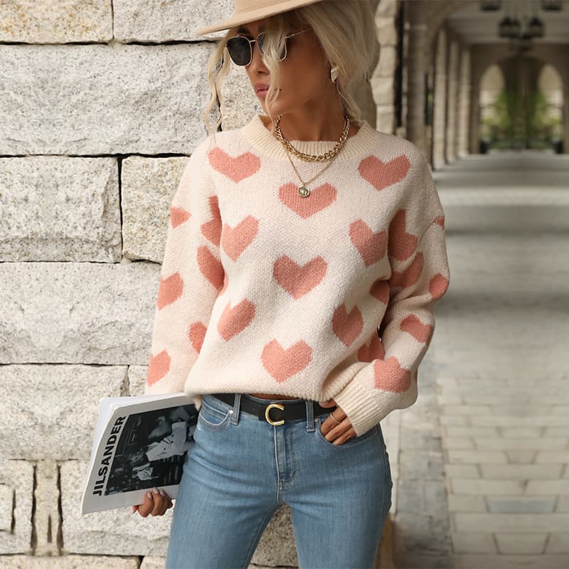 Suéter de punto con estampado corazón